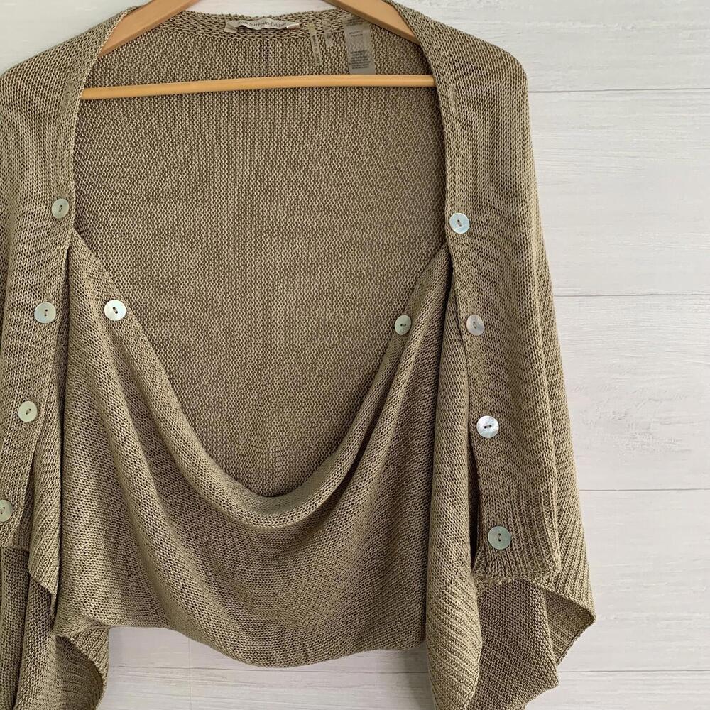 Soft Surroundings - Tan soft knit convertible shrug shawl wrap, S/M - Picture 2 of 5